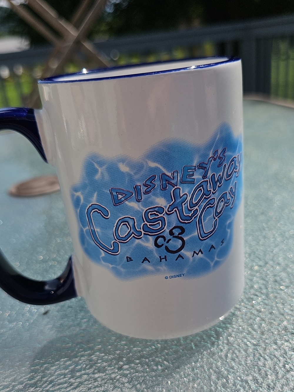 Disney Cruise Line Castaway Cay Bahamas Ceramic Mug Mickey & Minnie( Blue/White)